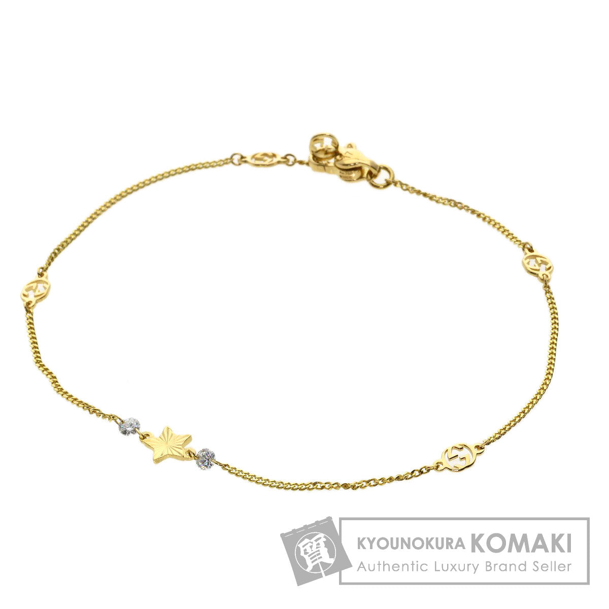 GUCCI Interlocking Star Diamond #17 Bracelet K18 Yellow Gold Ladies [Used]