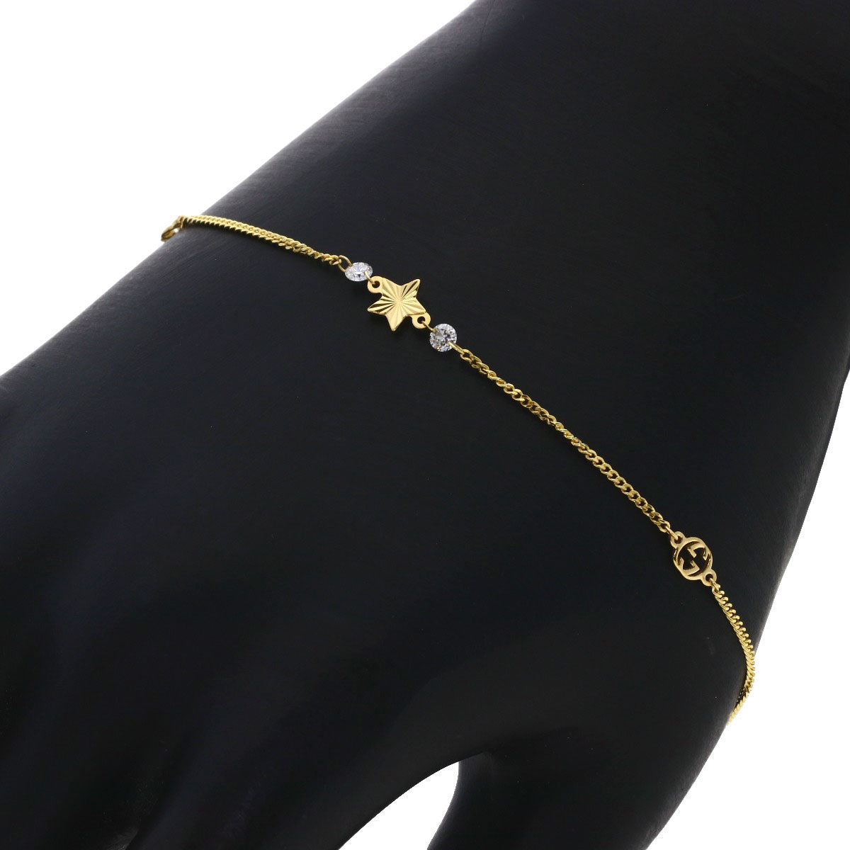 GUCCI Interlocking Star Diamond #17 Bracelet K18 Yellow Gold Ladies [Used]