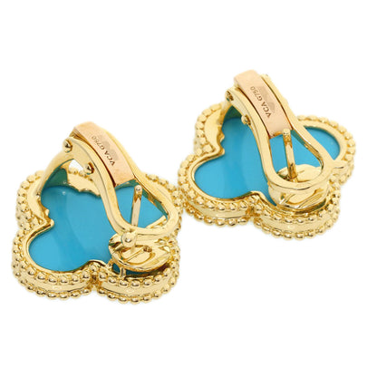 Van Cleef & Arpels Magic Alhambra Turquoise earring K18 Yellow Gold Ladies [Used]