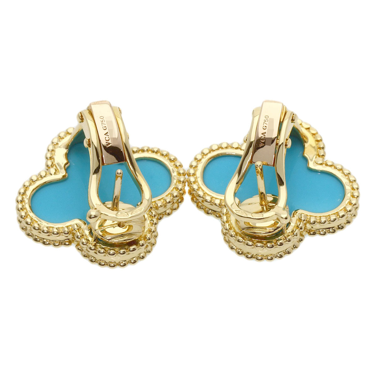 Van Cleef & Arpels Magic Alhambra Turquoise earring K18 Yellow Gold Ladies [Used]