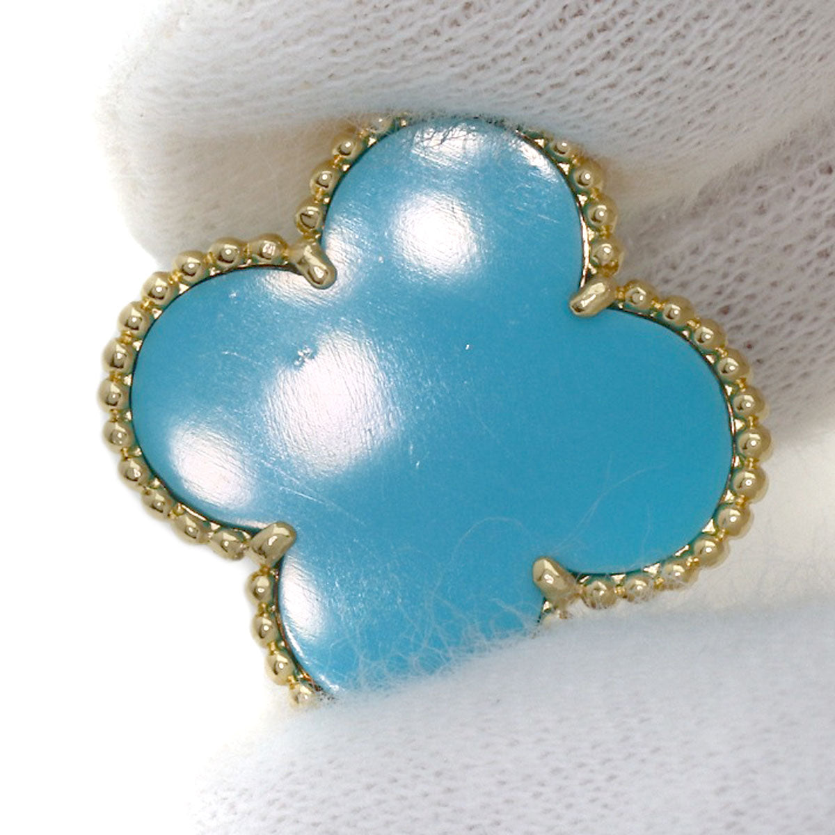 Van Cleef & Arpels Magic Alhambra Turquoise earring K18 Yellow Gold Ladies [Used]
