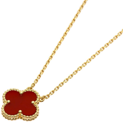 Van Cleef & Arpels Vintage Alhambra Carnelian Necklace K18 Yellow Gold Ladies [Used]