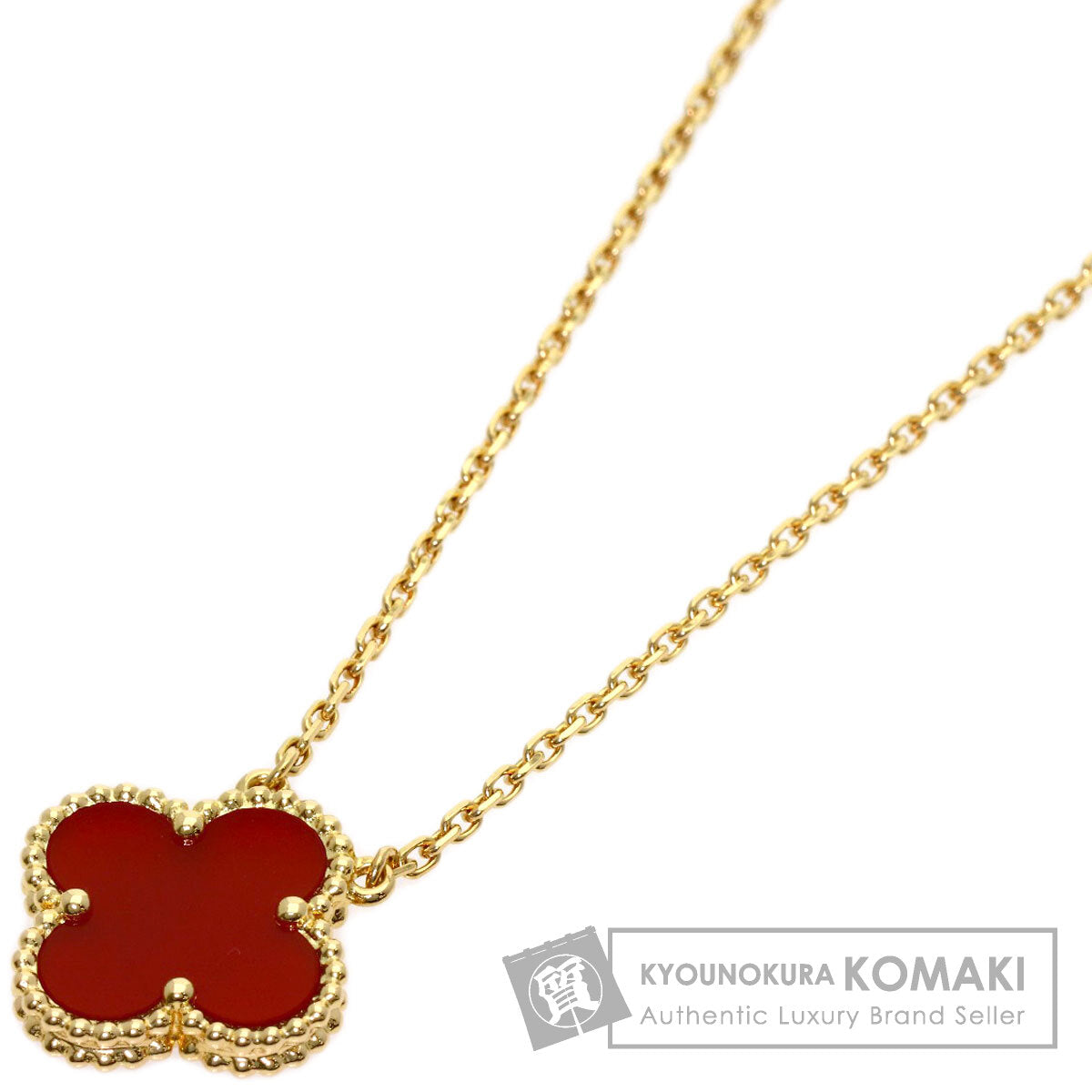 Van Cleef & Arpels Vintage Alhambra Carnelian Necklace K18 Yellow Gold Ladies [Used]