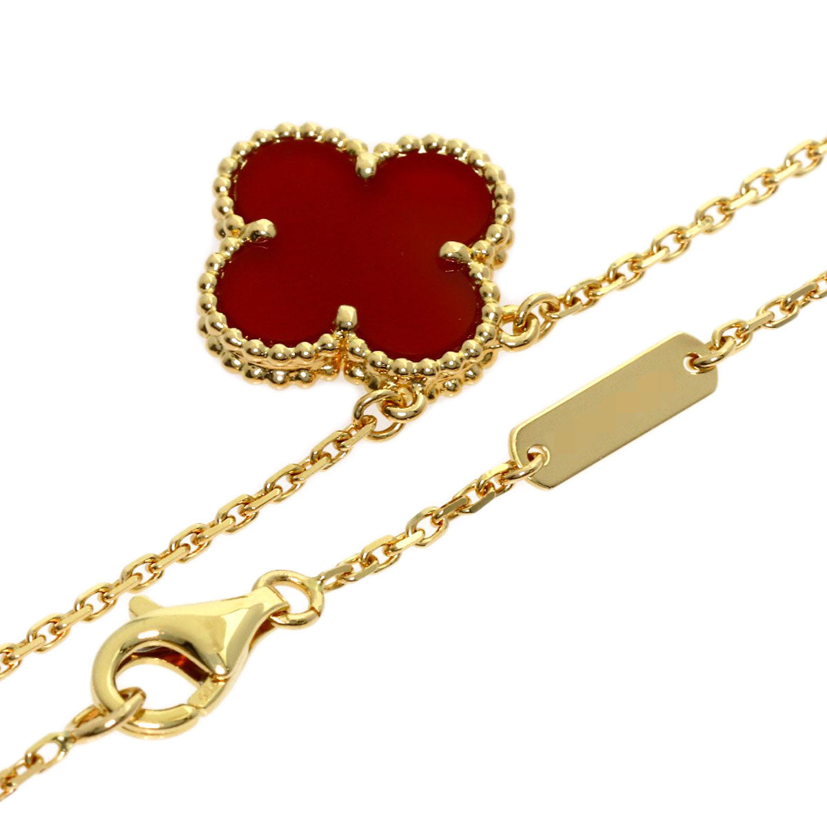 Van Cleef & Arpels Vintage Alhambra Carnelian Necklace K18 Yellow Gold Ladies [Used]