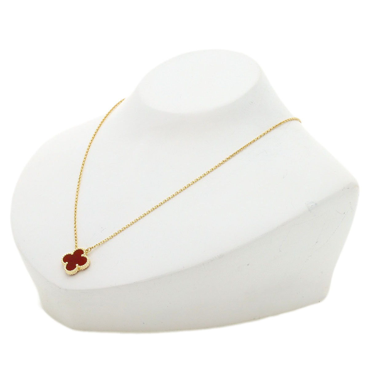 Van Cleef & Arpels Vintage Alhambra Carnelian Necklace K18 Yellow Gold Ladies [Used]