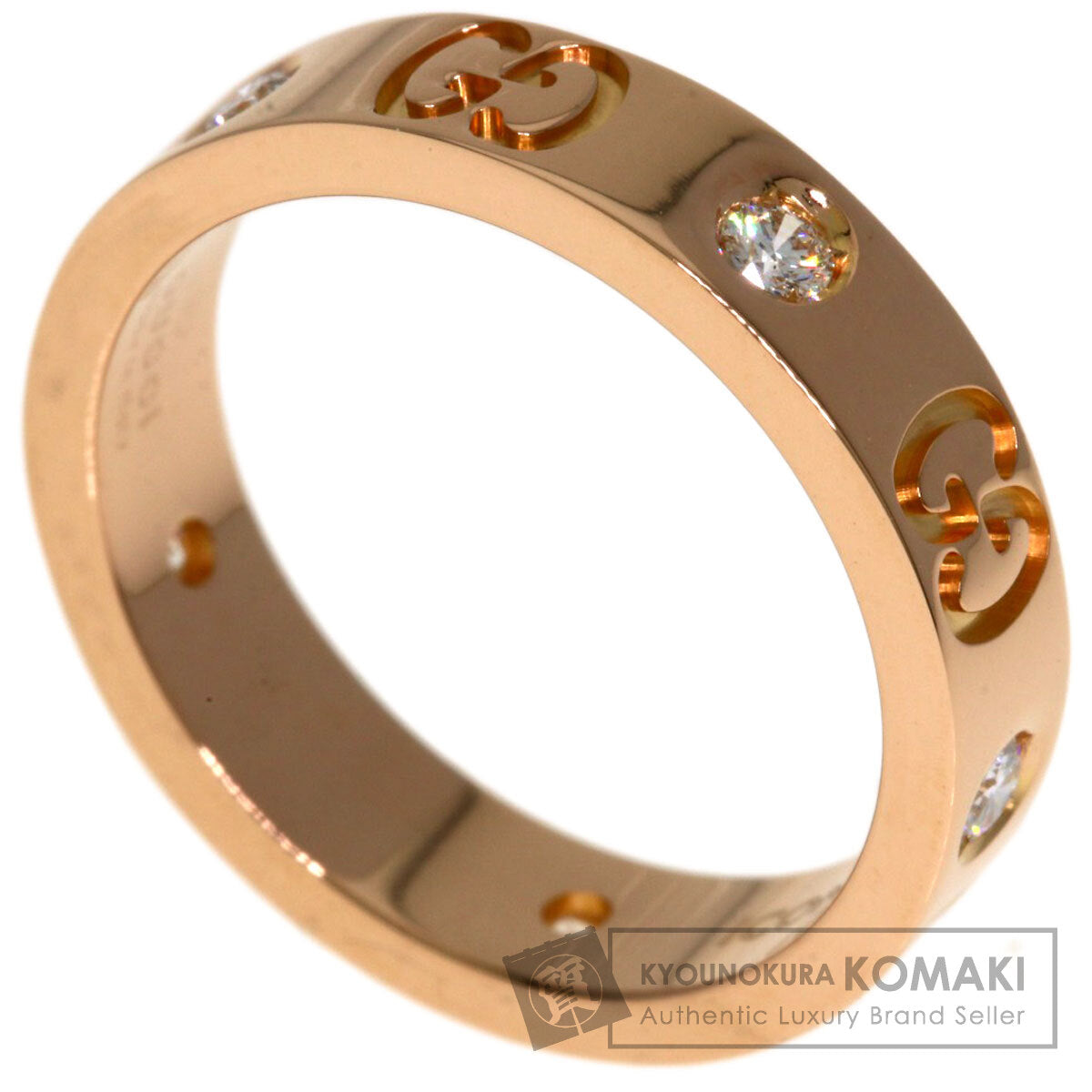 GUCCI Icon Diamond #8 Ring K18 Pink Gold Ladies [Used]