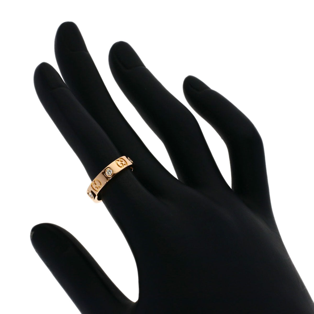 GUCCI Icon Diamond #8 Ring K18 Pink Gold Ladies [Used]