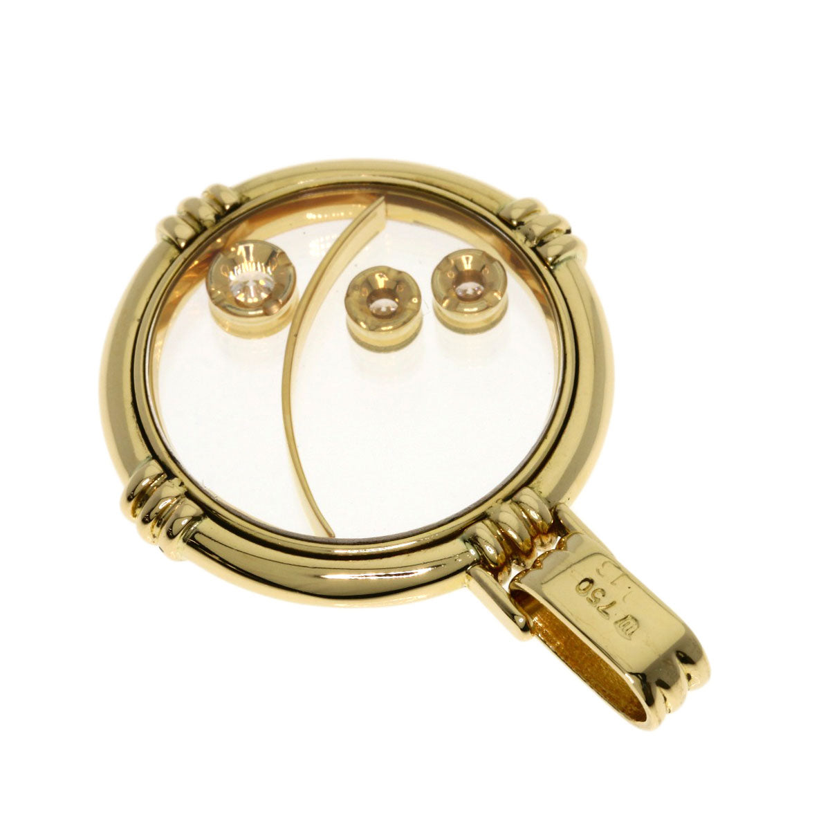 WALTHAM 3P Diamond Pendant top K18 Yellow Gold Ladies [Used]