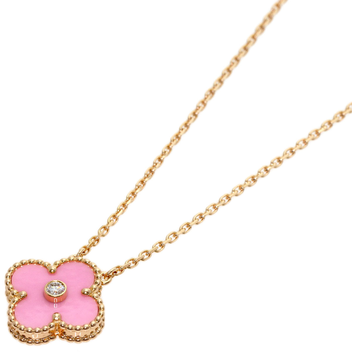 Van Cleef & Arpels Vintage Alhambra Pink Sable Diamond 2015 Holiday Limited Edition Necklace K18 Pink Gold Ladies [Used]