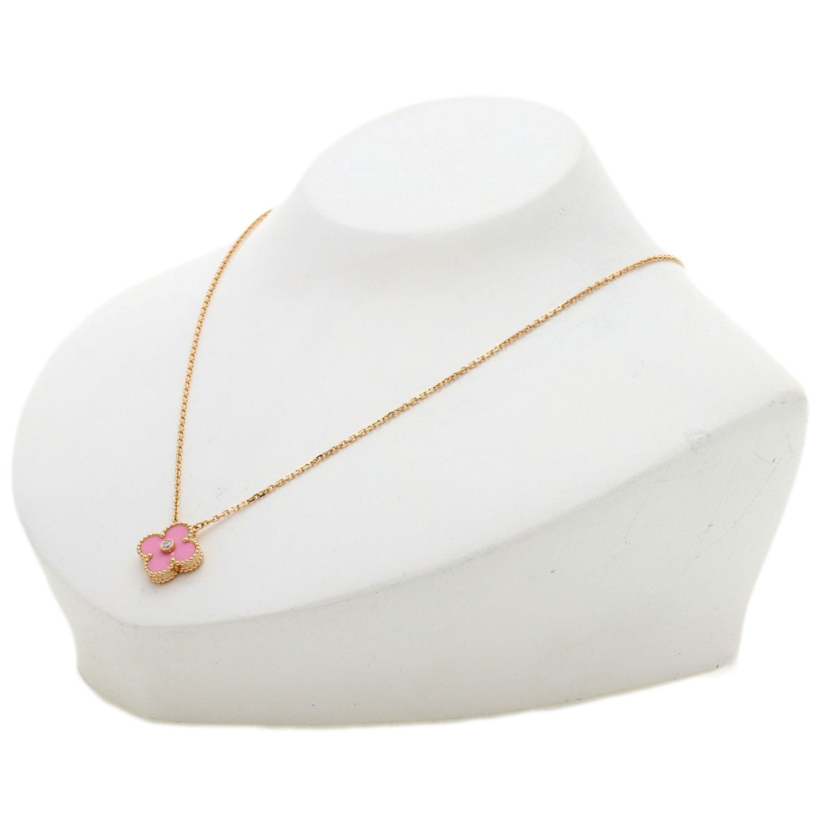Van Cleef & Arpels Vintage Alhambra Pink Sable Diamond 2015 Holiday Limited Edition Necklace K18 Pink Gold Ladies [Used]