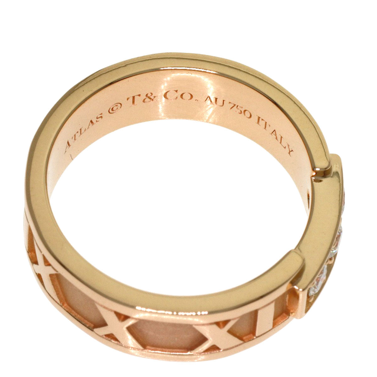 TIFFANY&Co. Atlas 3P Diamond Ring K18 Pink Gold Ladies [Used]