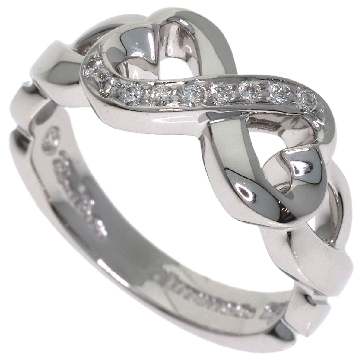 TIFFANY&Co. Double Heart Diamond Ring K18 White Gold Ladies [Used]
