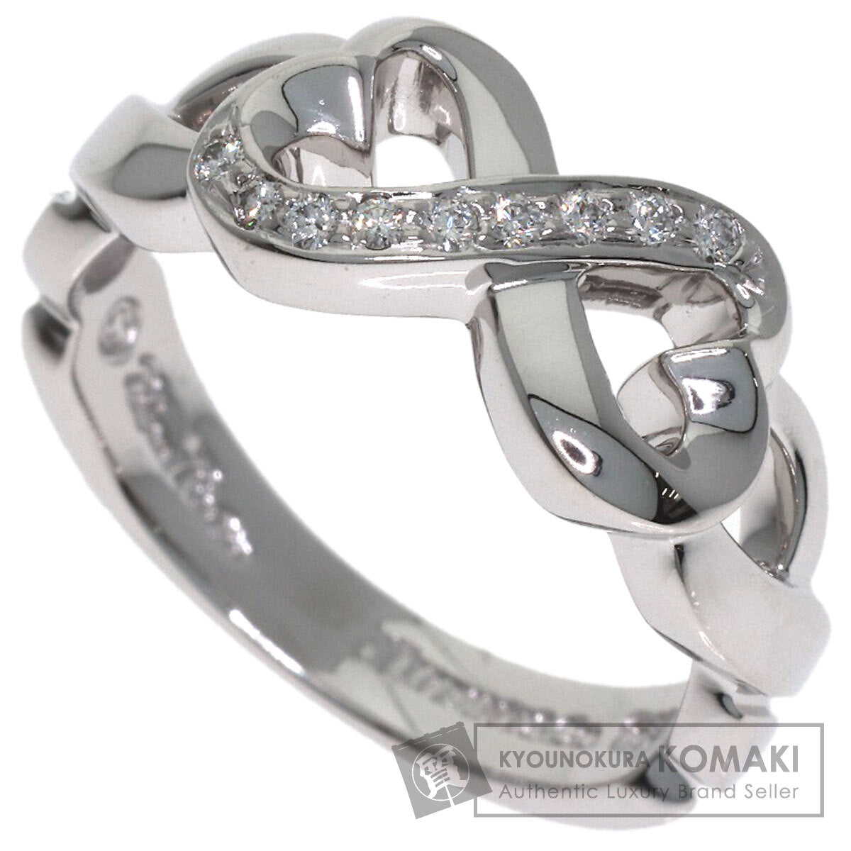 TIFFANY&Co. Double Heart Diamond Ring K18 White Gold Ladies [Used]