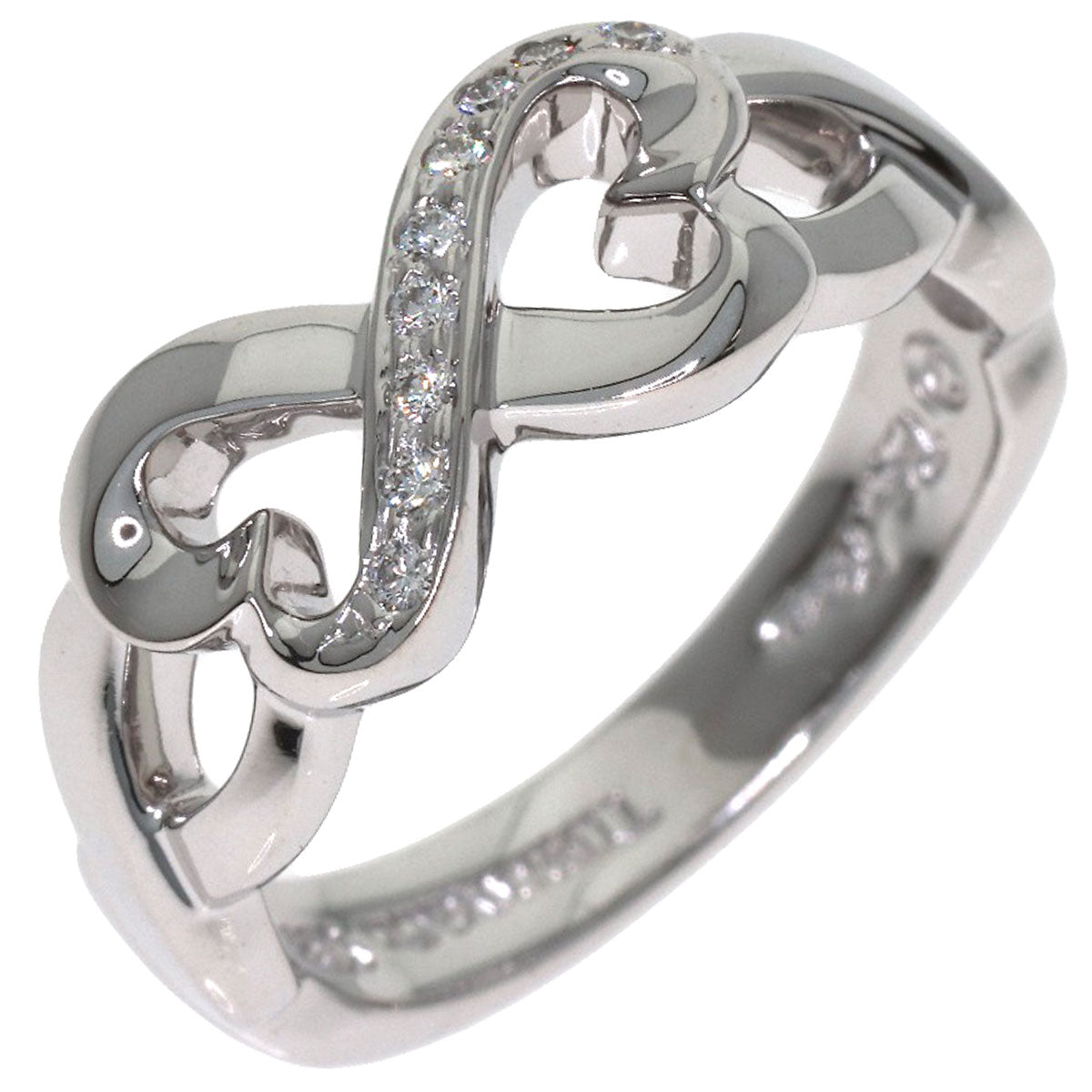 TIFFANY&Co. Double Heart Diamond Ring K18 White Gold Ladies [Used]