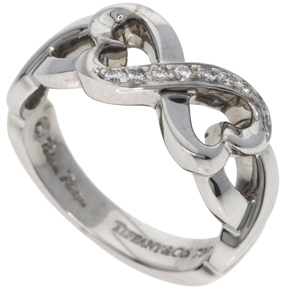 TIFFANY&Co. Double Heart Diamond Ring K18 White Gold Ladies [Used]