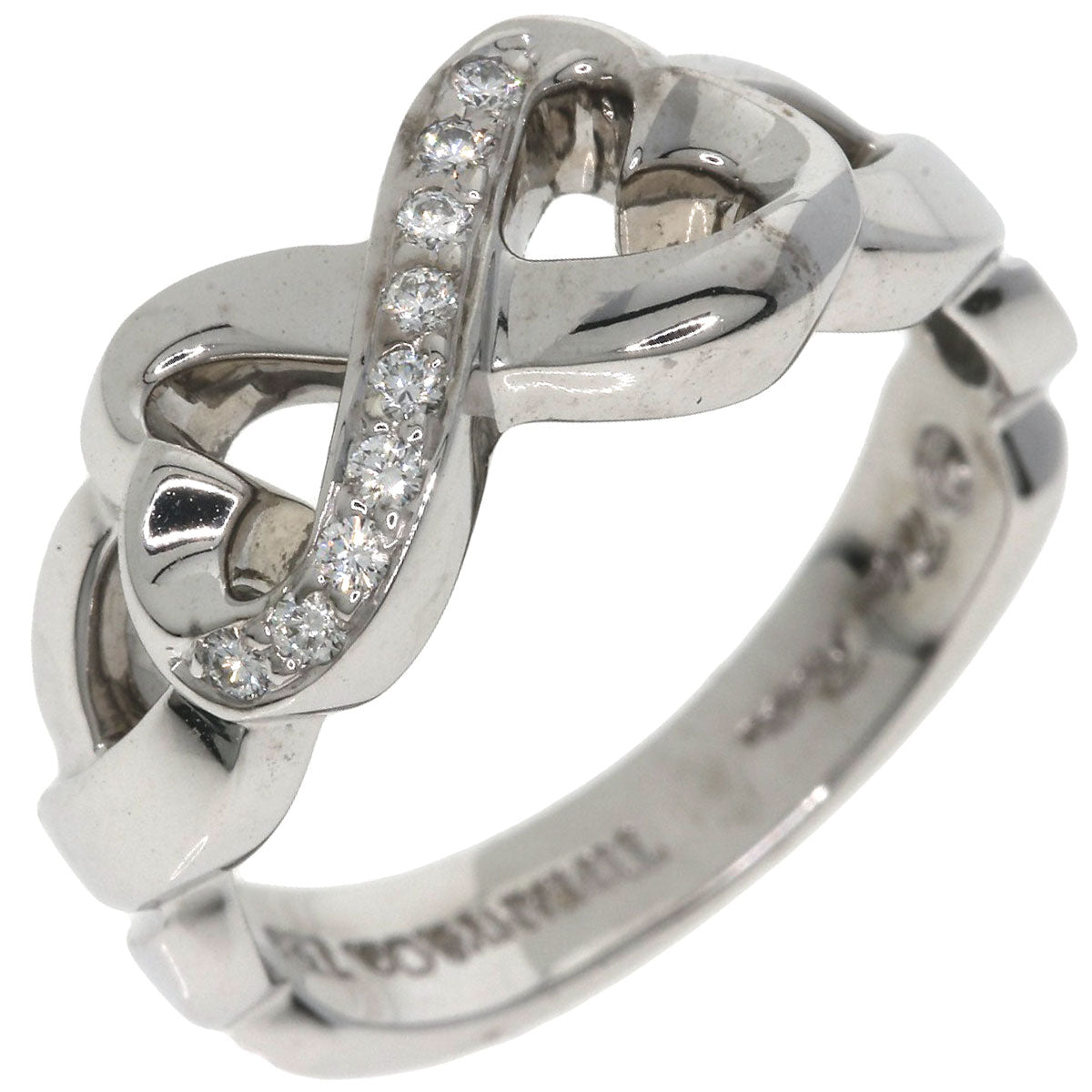 TIFFANY&Co. Double Heart Diamond Ring K18 White Gold Ladies [Used]