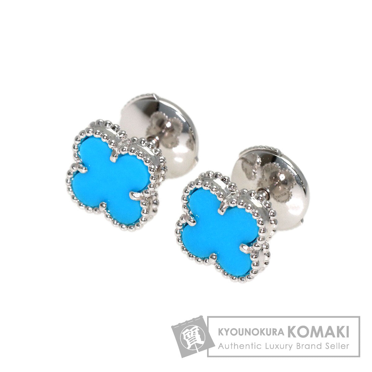 Van Cleef & Arpels Sweet Alhambra Turquoise earring K18 White Gold Ladies [Used]