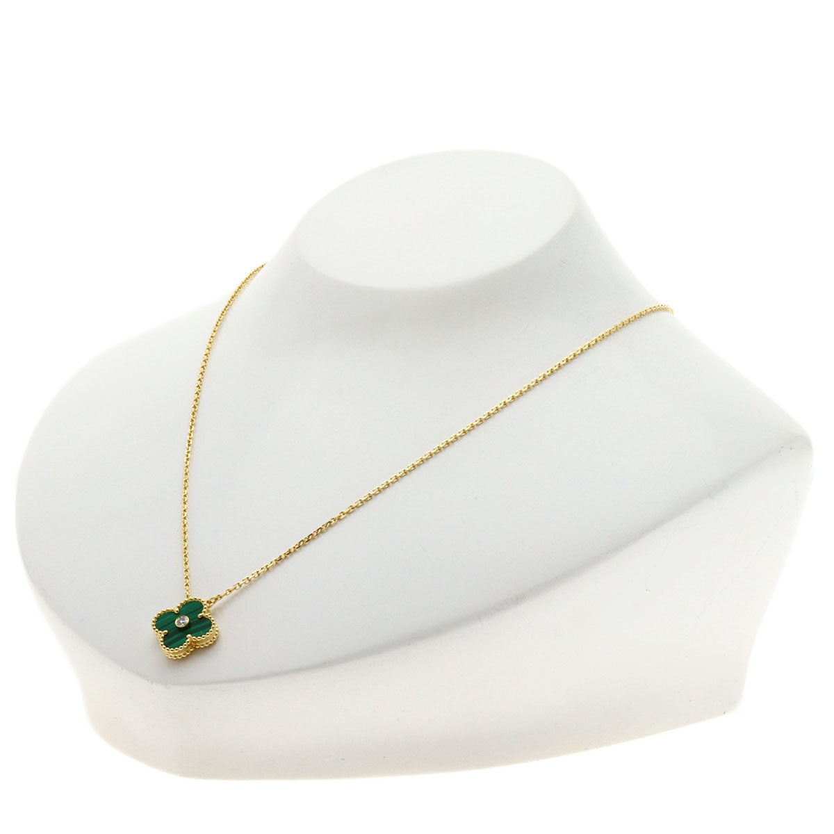 Van Cleef & Arpels Vintage Alhambra Malachite Diamond Necklace K18 Yellow Gold Ladies [Used]