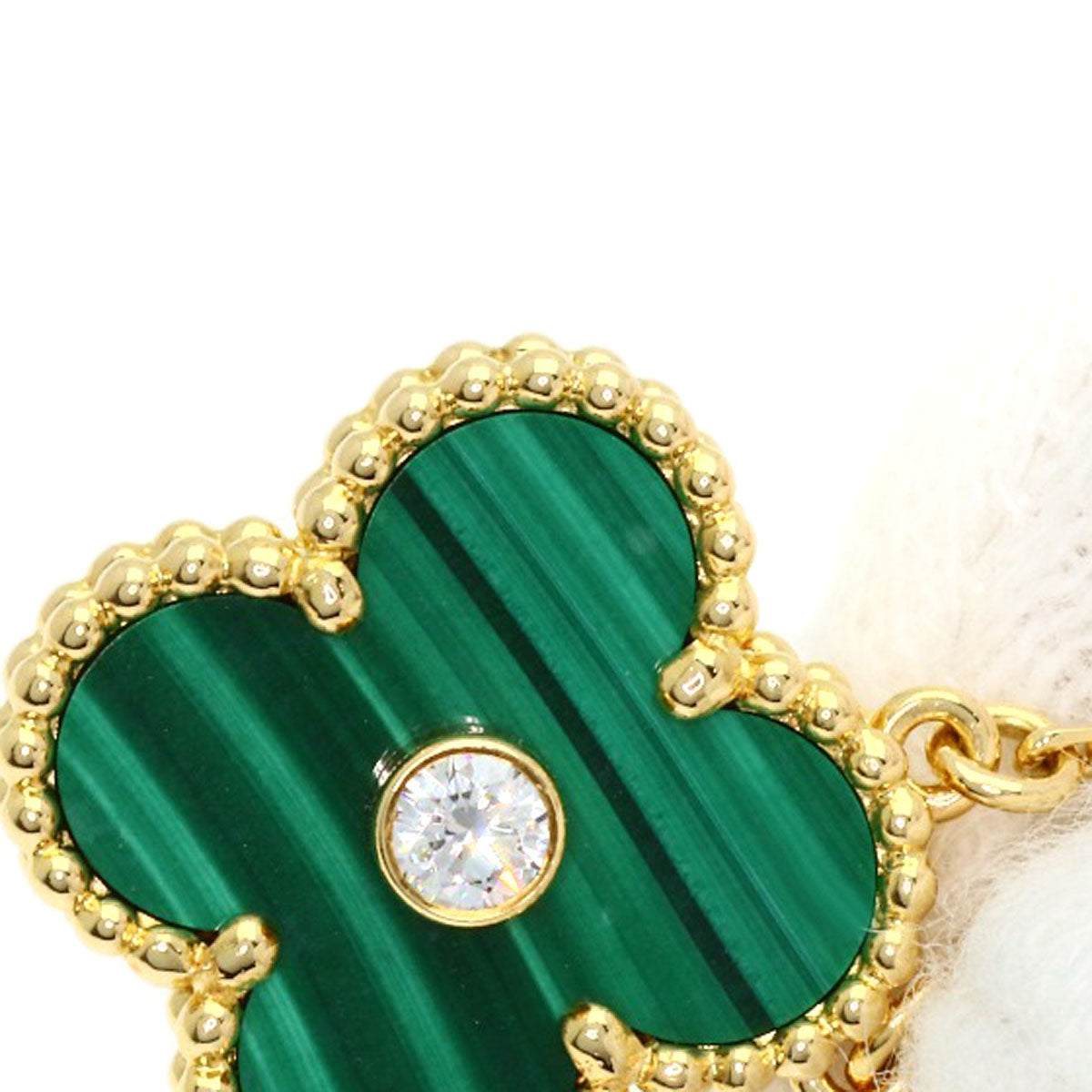 Van Cleef & Arpels Vintage Alhambra Malachite Diamond Necklace K18 Yellow Gold Ladies [Used]