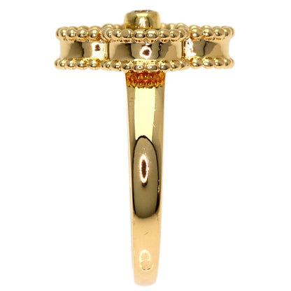 Van Cleef & Arpels Vintage Alhambra Malachite Diamond #48 Ring K18 Yellow Gold Ladies [Used]
