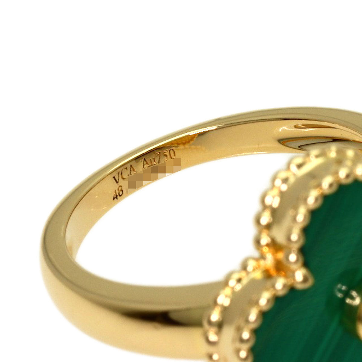 Van Cleef & Arpels Vintage Alhambra Malachite Diamond #48 Ring K18 Yellow Gold Ladies [Used]