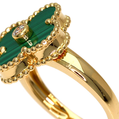 Van Cleef & Arpels Vintage Alhambra Malachite Diamond #48 Ring K18 Yellow Gold Ladies [Used]