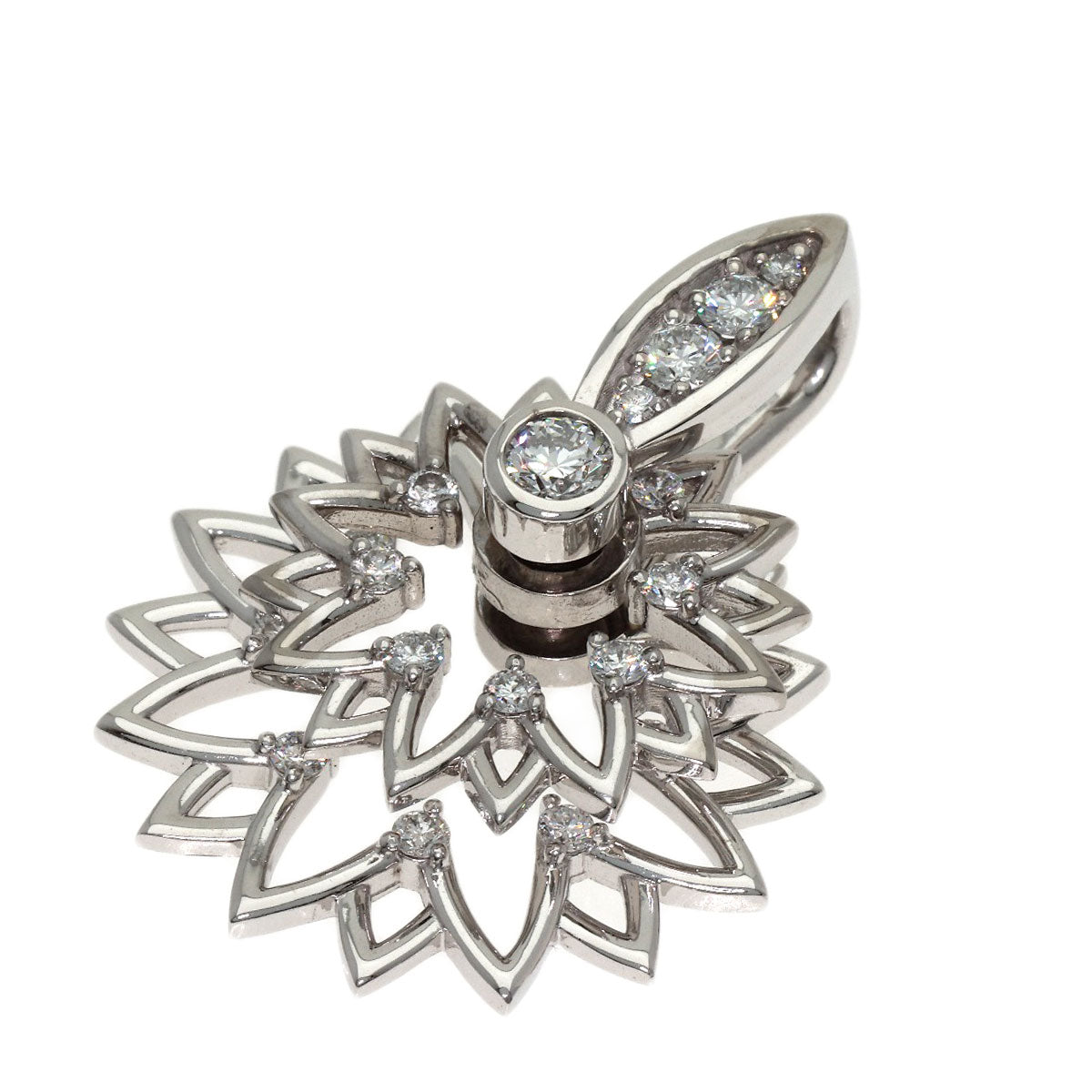 WALTHAM swing diamond Pendant top K18 White Gold Ladies [Used]