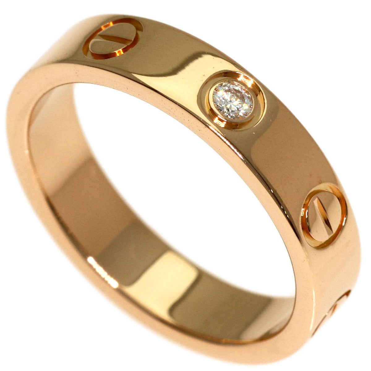 CARTIER Mini love ring 1P Diamond #47 Ring K18 Pink Gold Ladies [Used]