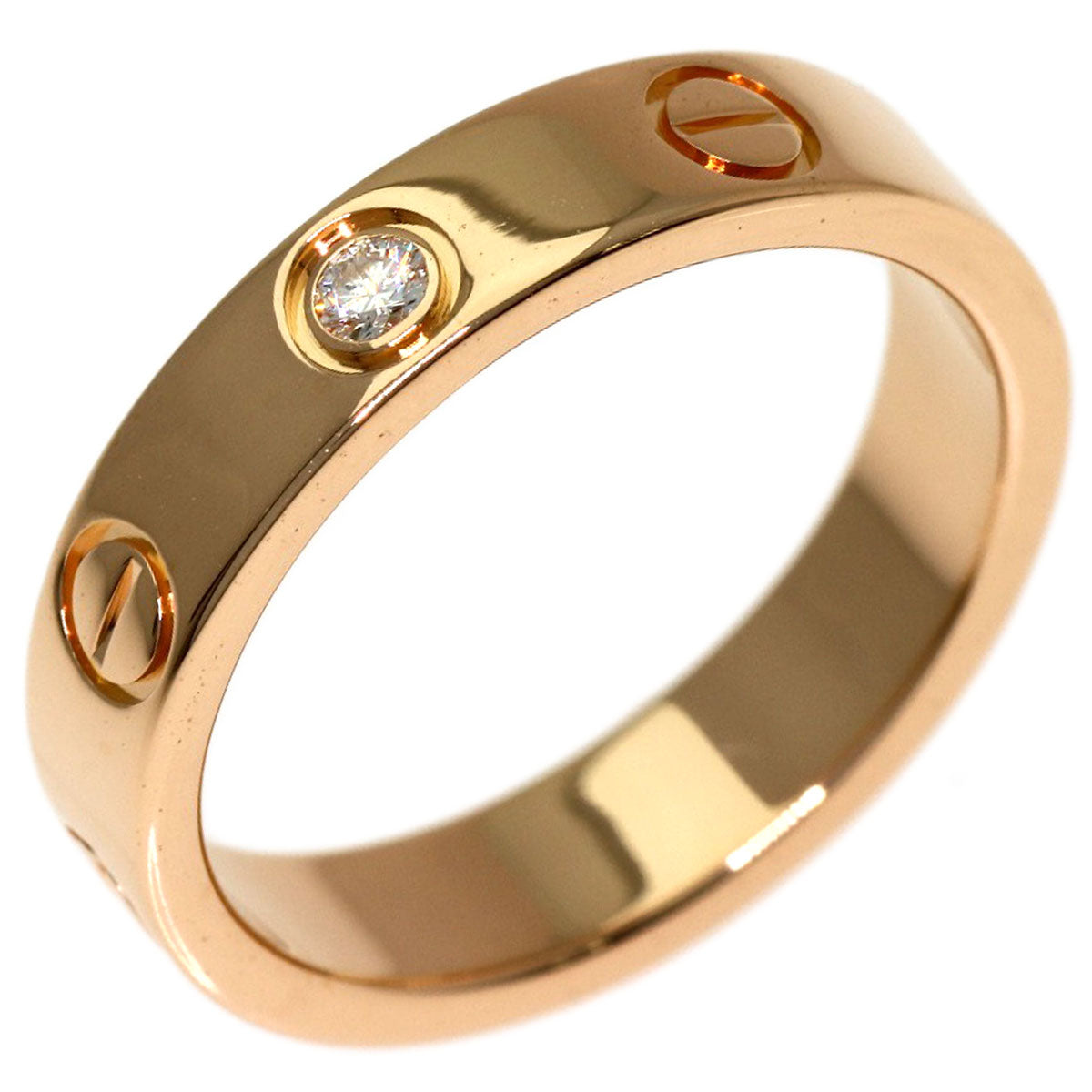 CARTIER Mini love ring 1P Diamond #47 Ring K18 Pink Gold Ladies [Used]