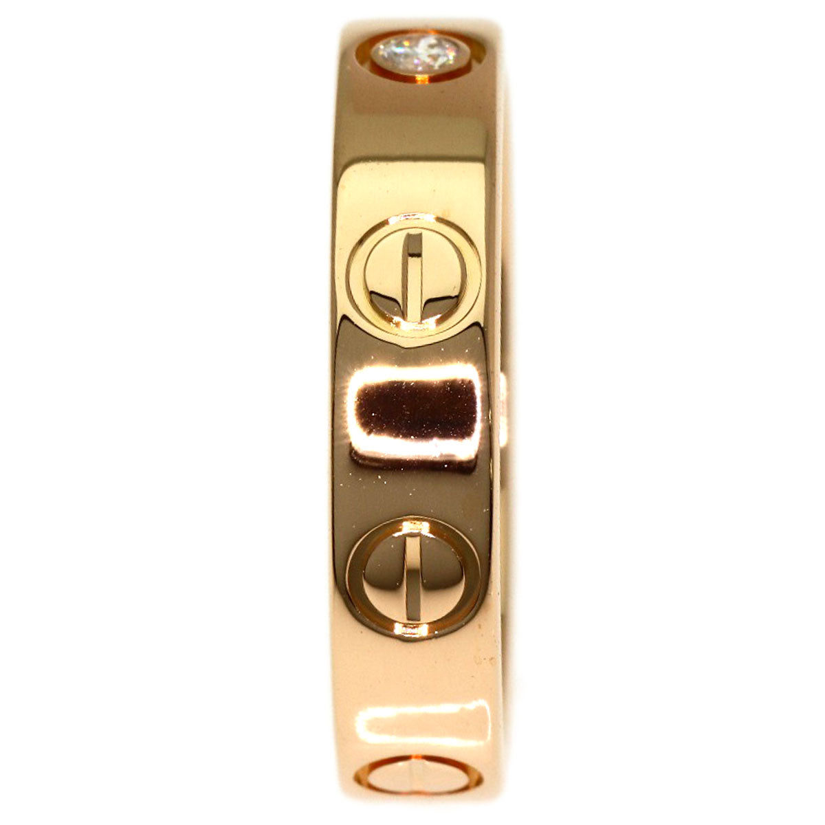 CARTIER Mini love ring 1P Diamond #47 Ring K18 Pink Gold Ladies [Used]