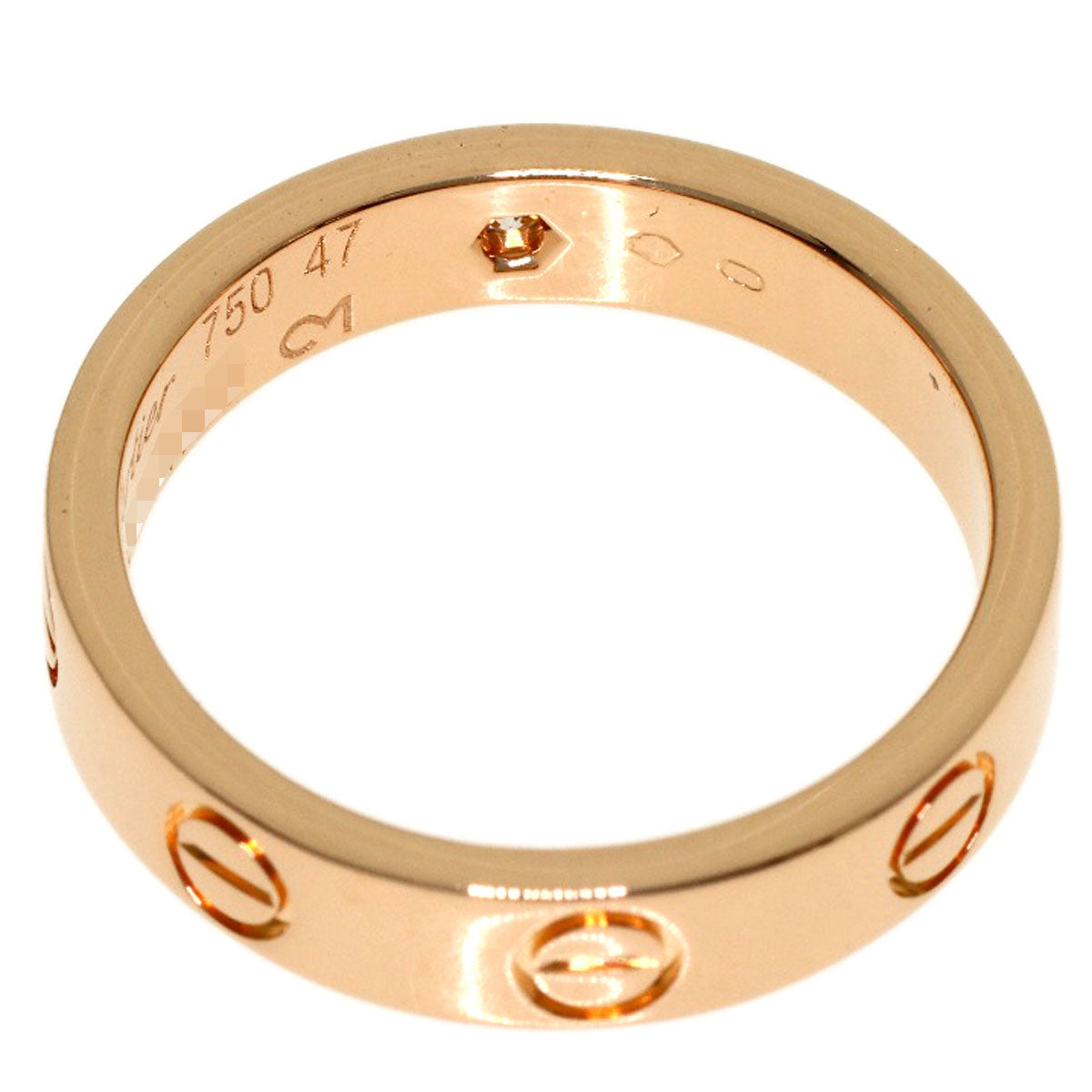 CARTIER Mini love ring 1P Diamond #47 Ring K18 Pink Gold Ladies [Used]