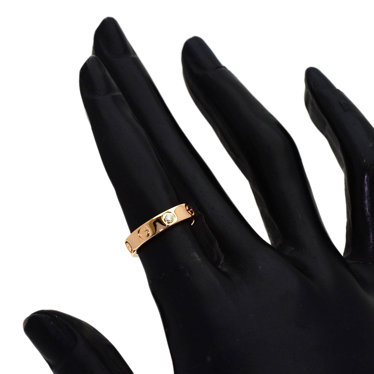 CARTIER Mini love ring 1P Diamond #47 Ring K18 Pink Gold Ladies [Used]