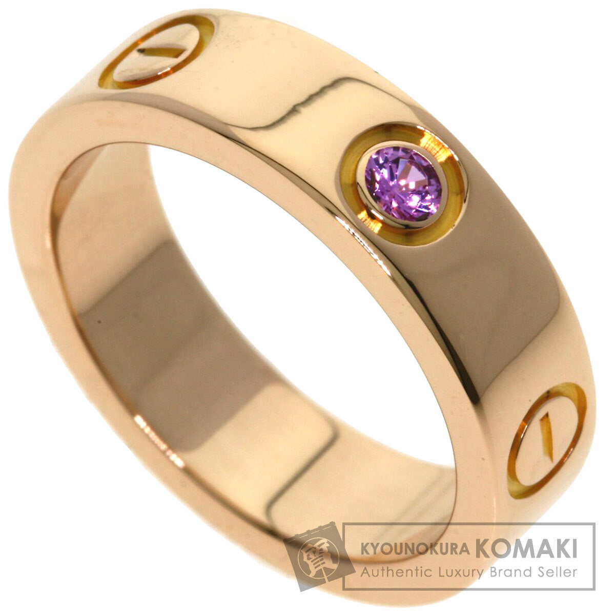 CARTIER Love Ring 1PS Sapphire #53 Ring K18 Pink Gold Ladies [Used]