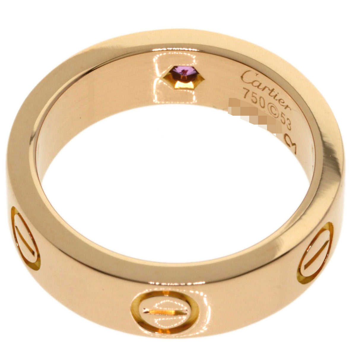 CARTIER Love Ring 1PS Sapphire #53 Ring K18 Pink Gold Ladies [Used]