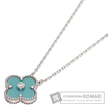 Van Cleef & Arpels Vintage Alhambra Celadon Green Diamond 2022 Holiday Limited Edition Necklace K18 White Gold Ladies [Used]