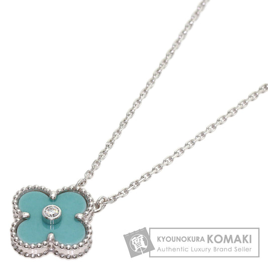 Van Cleef & Arpels Vintage Alhambra Celadon Green Diamond 2022 Holiday Limited Edition Necklace K18 White Gold Ladies [Used]