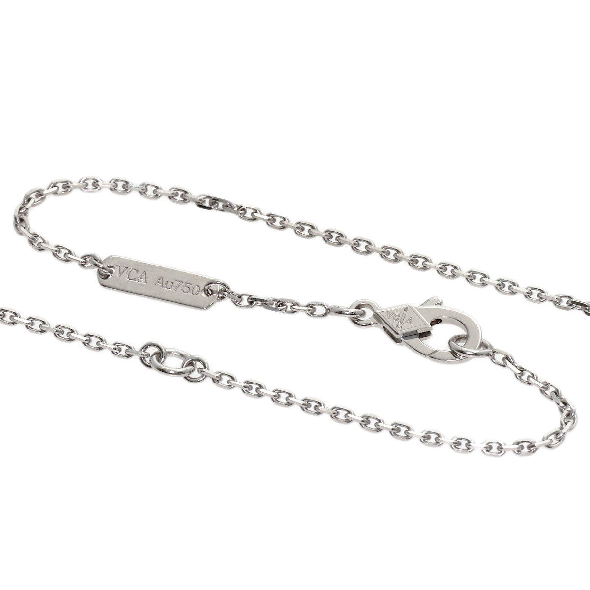Van Cleef & Arpels Vintage Alhambra Celadon Green Diamond 2022 Holiday Limited Edition Necklace K18 White Gold Ladies [Used]