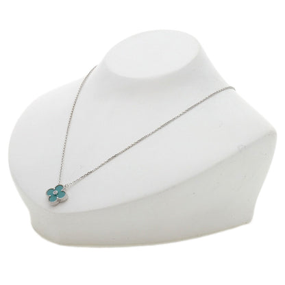 Van Cleef & Arpels Vintage Alhambra Celadon Green Diamond 2022 Holiday Limited Edition Necklace K18 White Gold Ladies [Used]