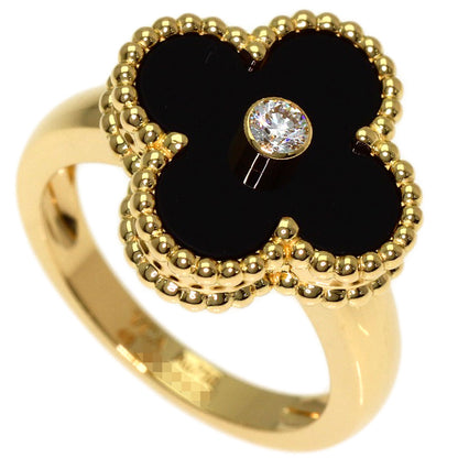 Van Cleef & Arpels Vintage Alhambra Onyx Diamond #48 Ring K18 Yellow Gold Ladies [Used]