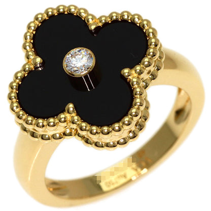 Van Cleef & Arpels Vintage Alhambra Onyx Diamond #48 Ring K18 Yellow Gold Ladies [Used]