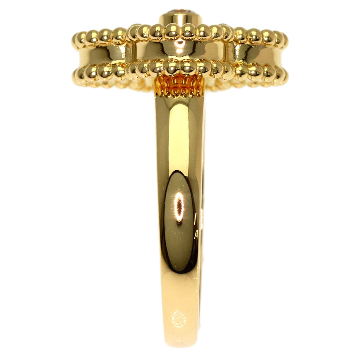 Van Cleef & Arpels Vintage Alhambra Onyx Diamond #48 Ring K18 Yellow Gold Ladies [Used]