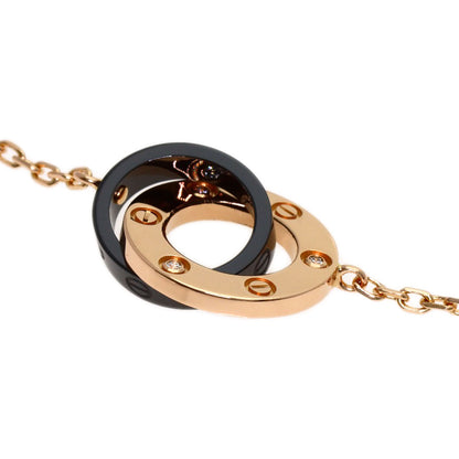 CARTIER Love Circle Black Ceramic Diamond Bracelet K18 Pink Gold CeramicLadies [Used]
