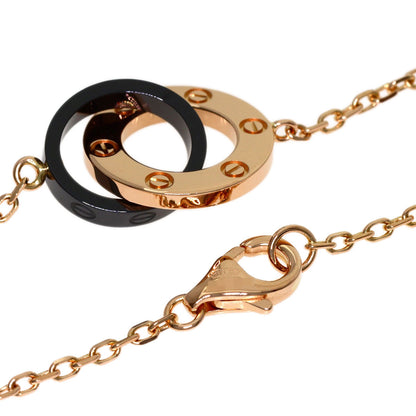 CARTIER Love Circle Black Ceramic Diamond Bracelet K18 Pink Gold CeramicLadies [Used]