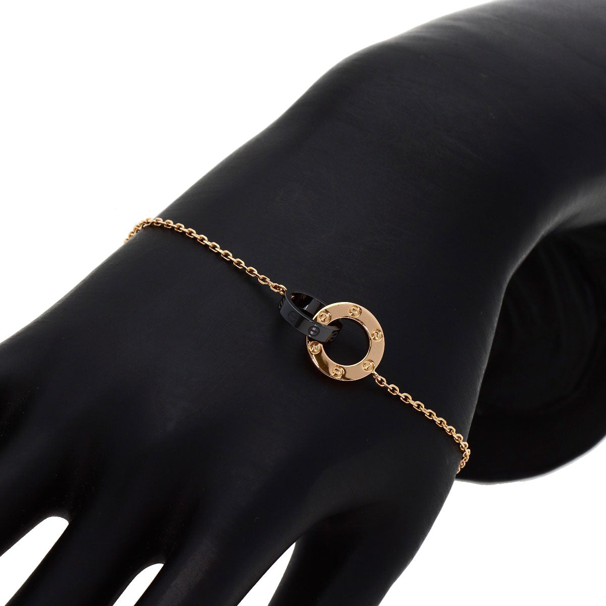 CARTIER Love Circle Black Ceramic Diamond Bracelet K18 Pink Gold CeramicLadies [Used]
