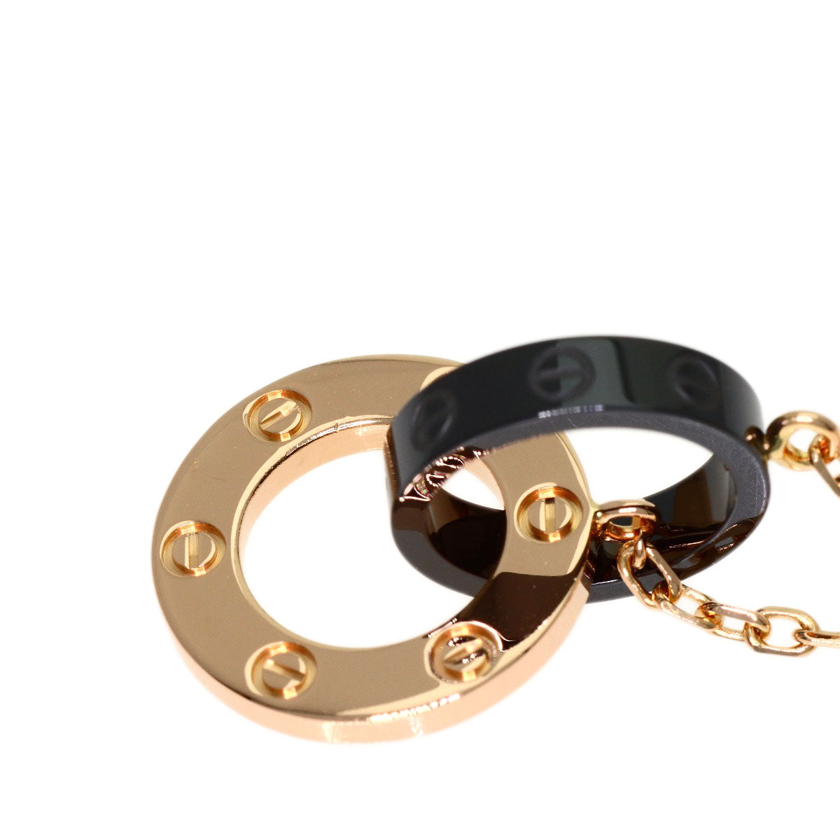 CARTIER Love Circle Black Ceramic Diamond Bracelet K18 Pink Gold CeramicLadies [Used]