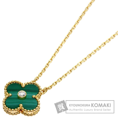 Van Cleef & Arpels Vintage Alhambra Malachite Diamond Necklace K18 Yellow Gold Ladies [Used]