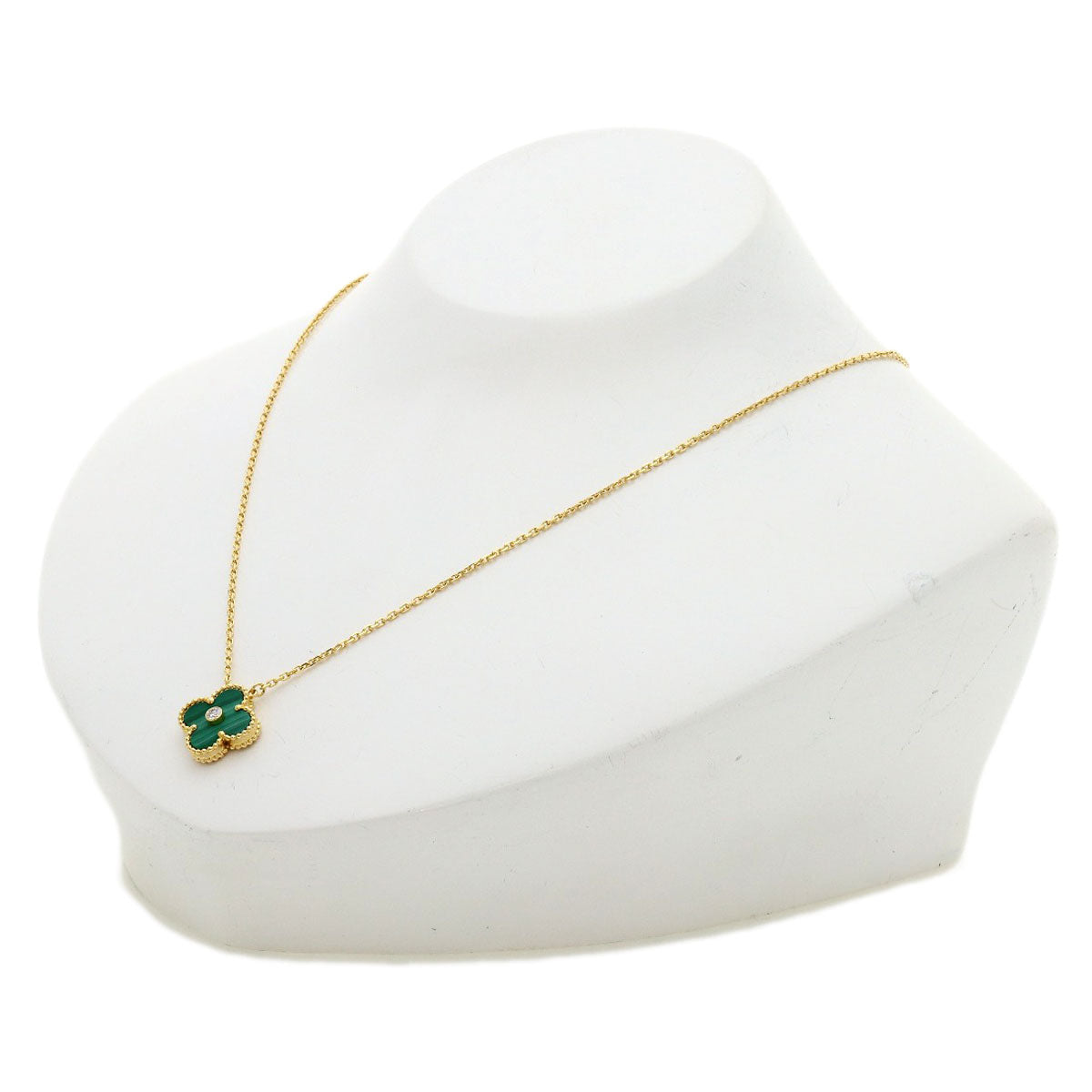 Van Cleef & Arpels Vintage Alhambra Malachite Diamond Necklace K18 Yellow Gold Ladies [Used]