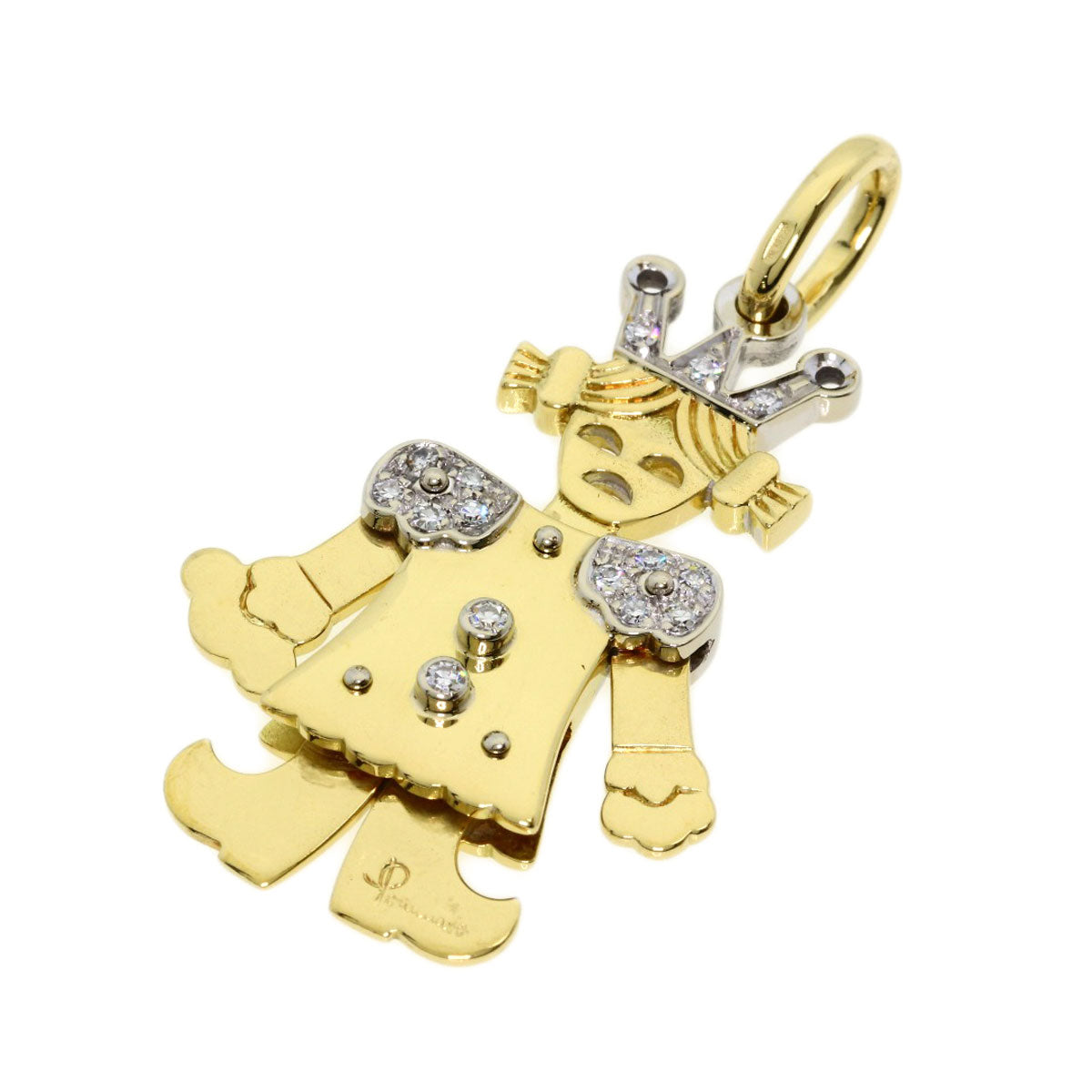 Pomellato Queen motif diamond Pendant top K18 Yellow Gold Ladies [Used]