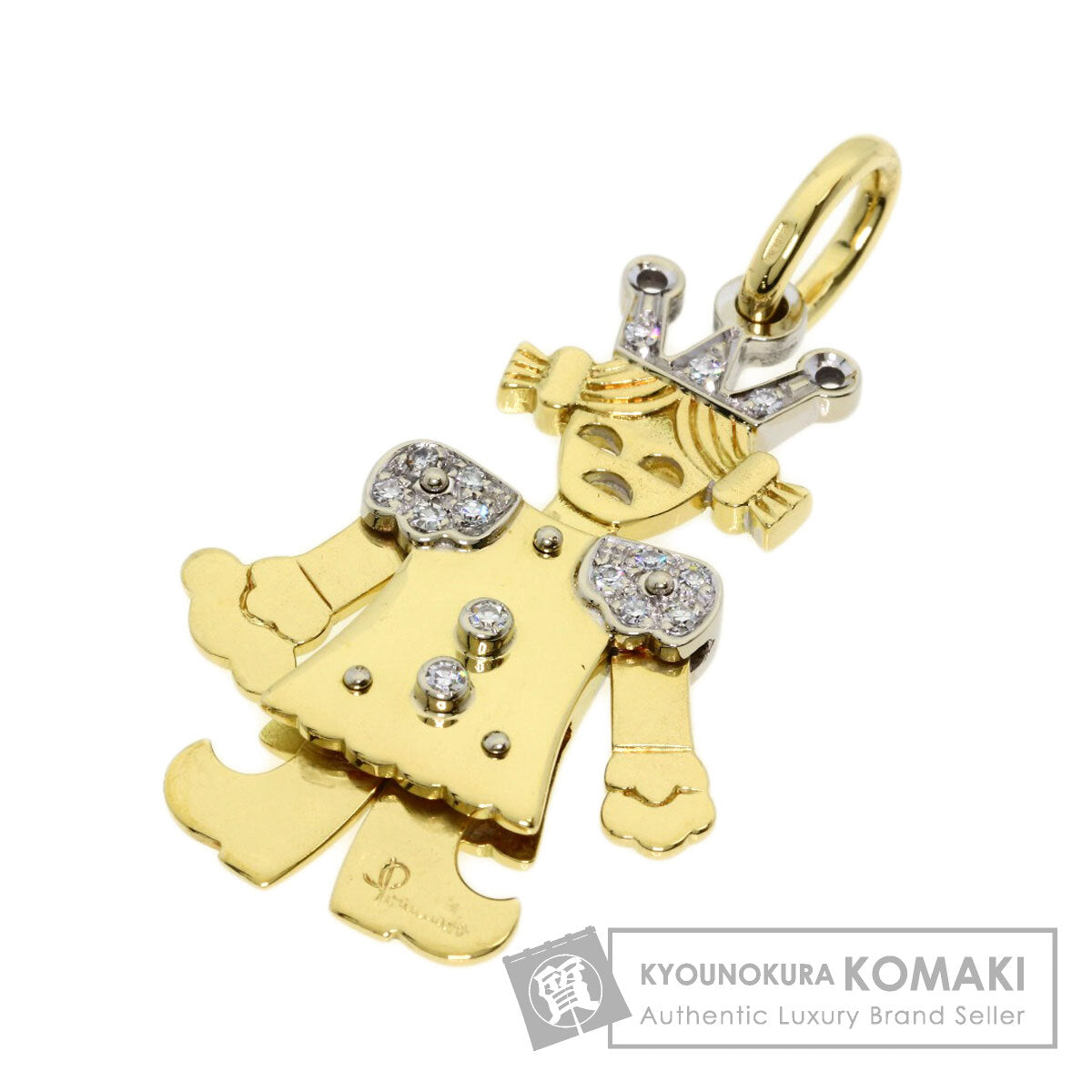 Pomellato Queen motif diamond Pendant top K18 Yellow Gold Ladies [Used]
