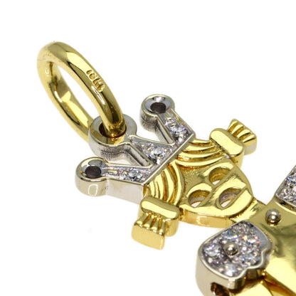 Pomellato Queen motif diamond Pendant top K18 Yellow Gold Ladies [Used]
